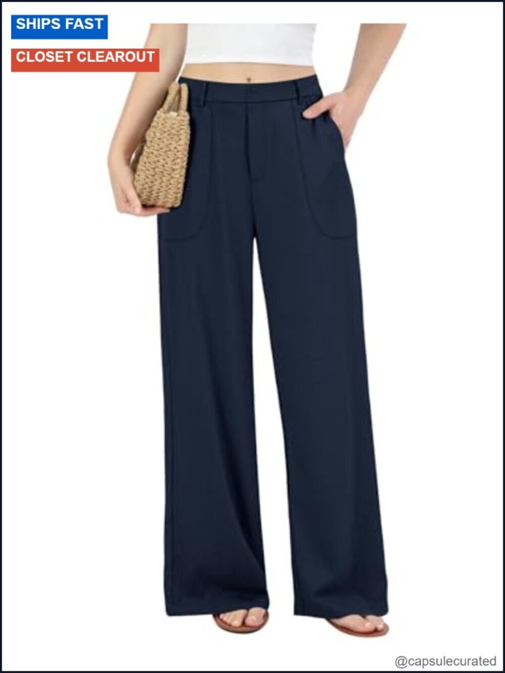 Wide Leg Linen Cotton Pants High Waisted Stretchy Lightweight Trousers